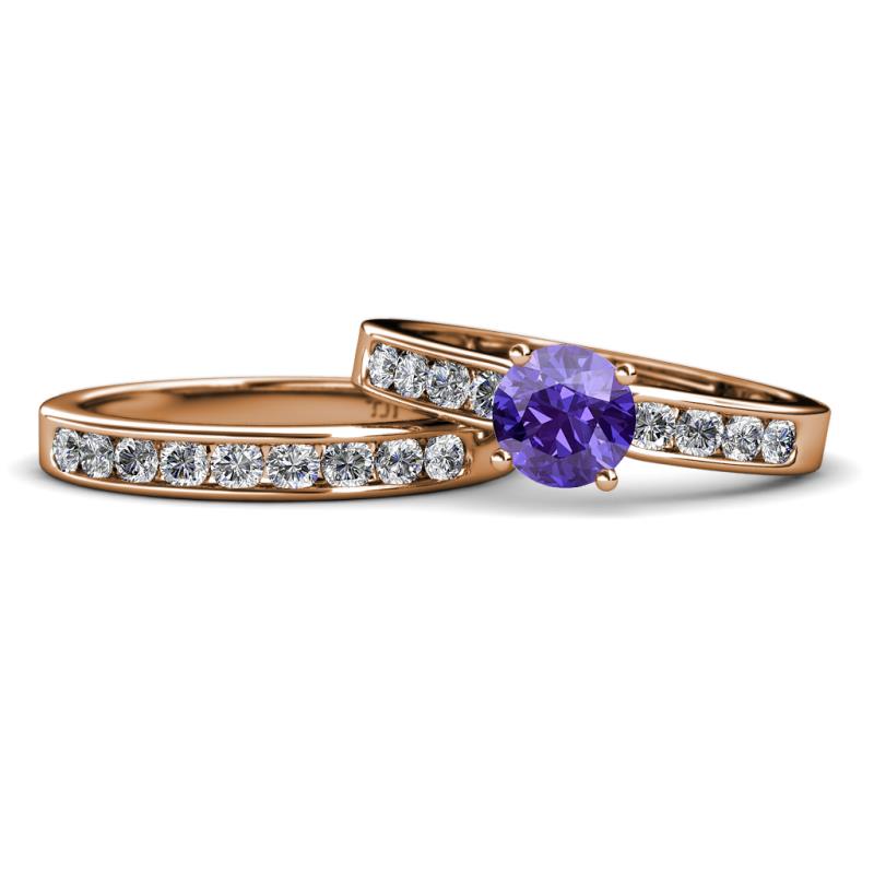 Enya Classic Iolite and Diamond Bridal Set Ring 