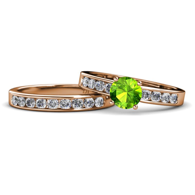 Enya Classic Peridot and Diamond Bridal Set Ring 