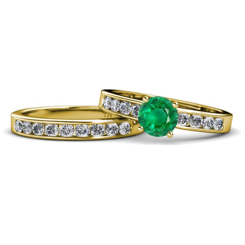 Enya Classic Emerald and Diamond Bridal Set Ring 