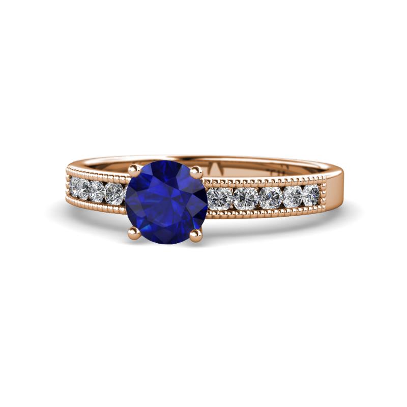 Ronia Classic Blue Sapphire and Diamond Engagement Ring 