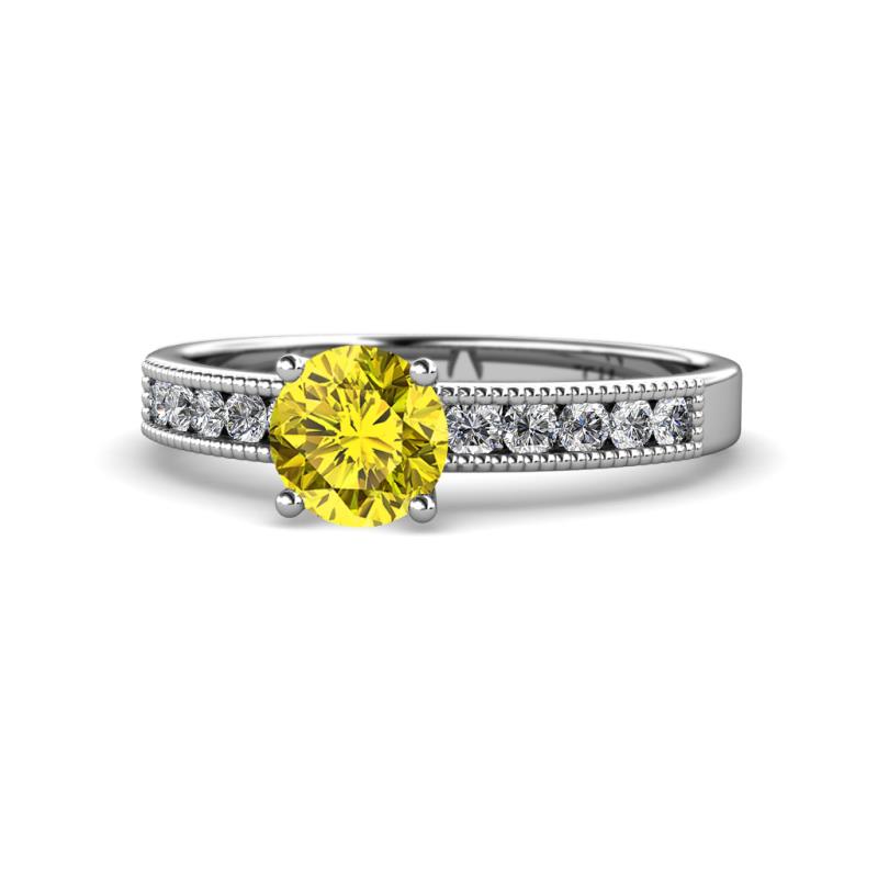 Ronia Classic Yellow and White Diamond Engagement Ring 
