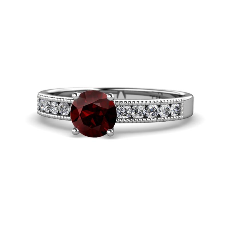 Ronia Classic Red Garnet and Diamond Engagement Ring 