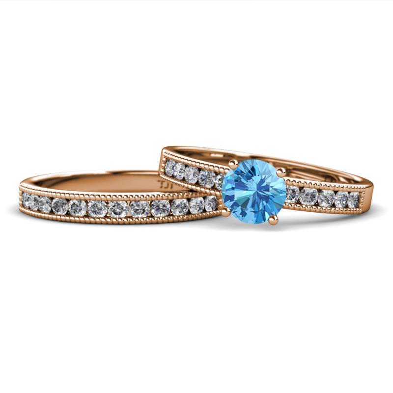 Ronia Classic Blue Topaz and Diamond Bridal Set Ring 
