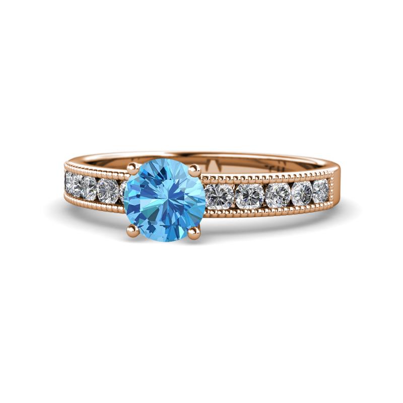 Ronia Classic Blue Topaz and Diamond Engagement Ring 