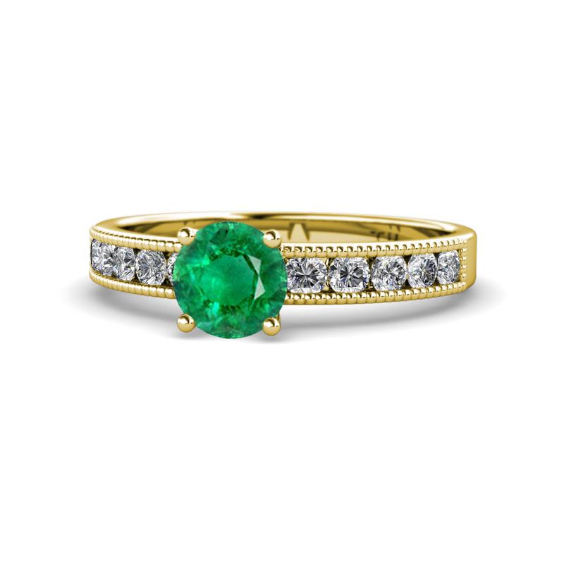 Ronia Classic Emerald and Diamond Engagement Ring 