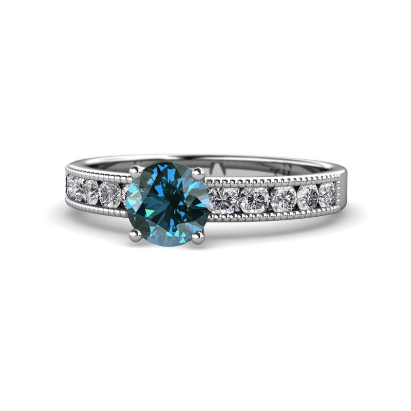 Ronia Classic Blue and White Diamond Engagement Ring 