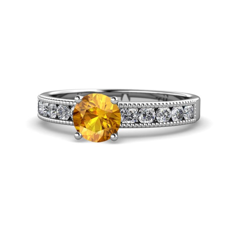 Ronia Classic Citrine and Diamond Engagement Ring 