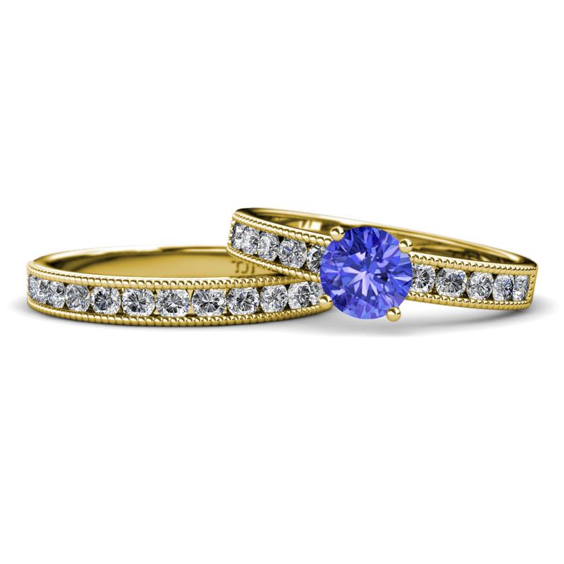 Ronia Classic Tanzanite and Diamond Bridal Set Ring 