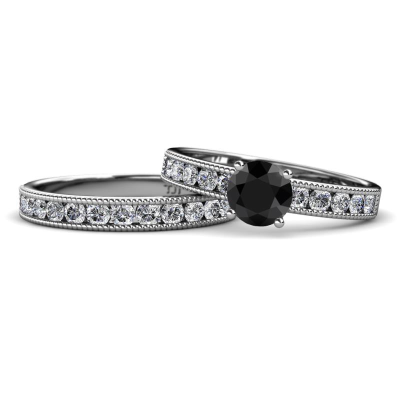 Ronia Classic Black and White Diamond Bridal Set Ring 