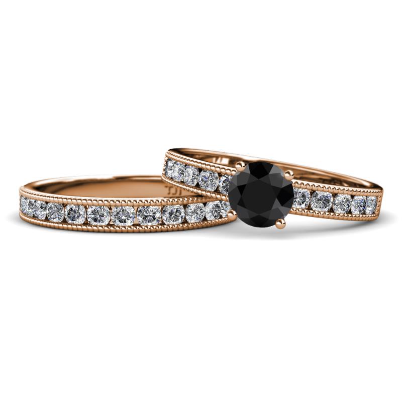 Ronia Classic Black and White Diamond Bridal Set Ring 