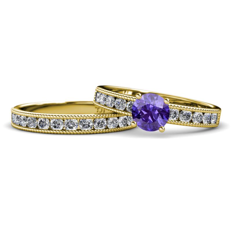 Ronia Classic Iolite and Diamond Bridal Set Ring 