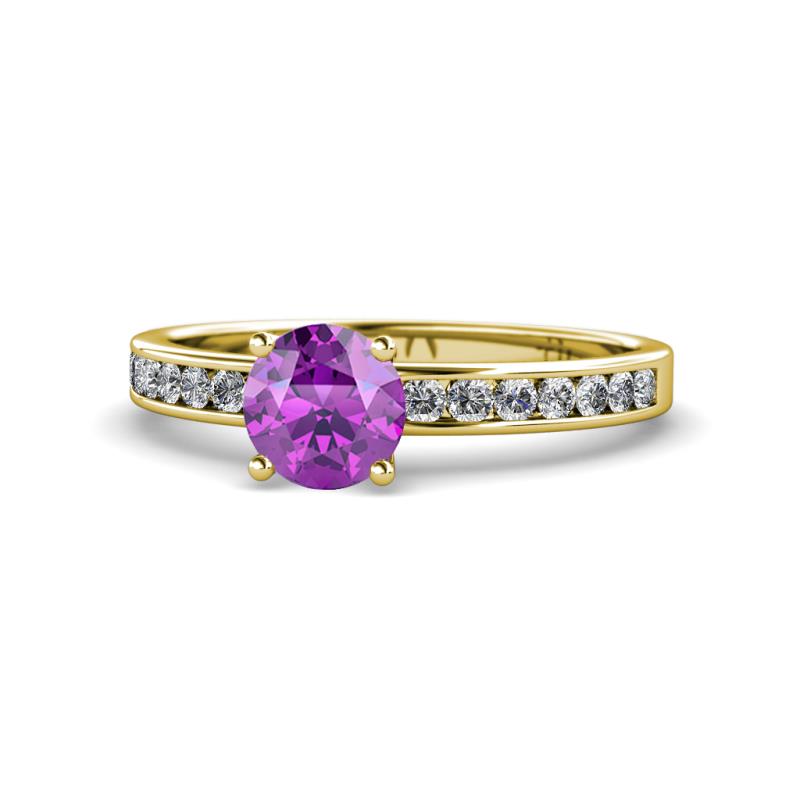 Salana Classic Amethyst and Diamond Engagement Ring 