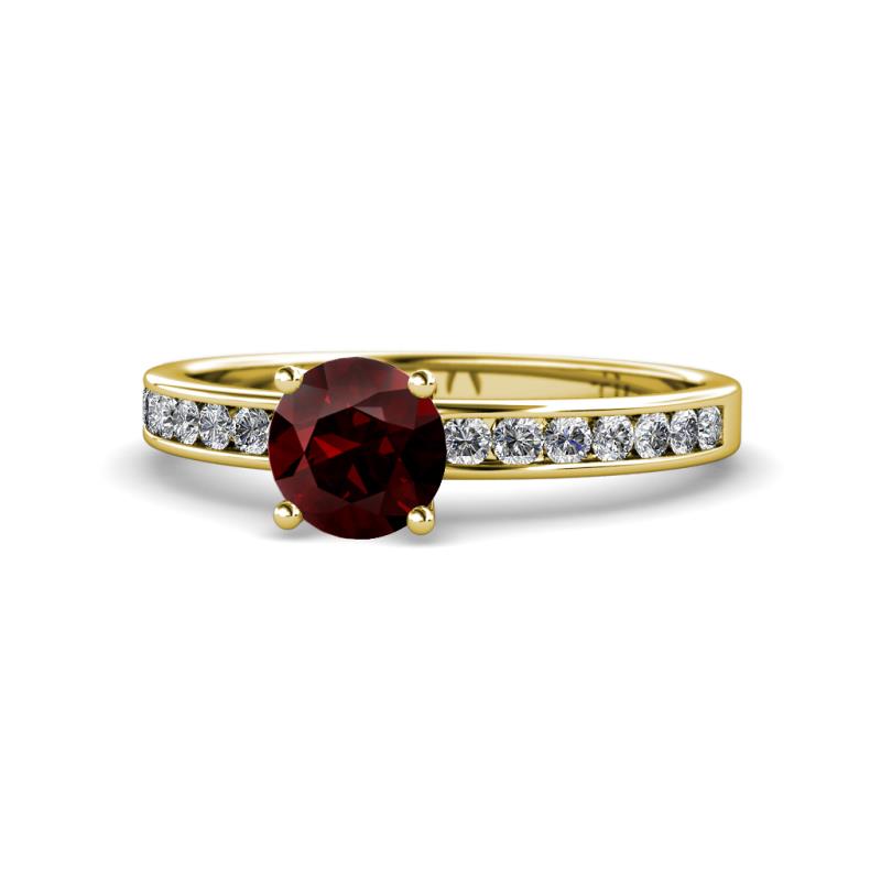 Salana Classic Red Garnet and Diamond Engagement Ring 