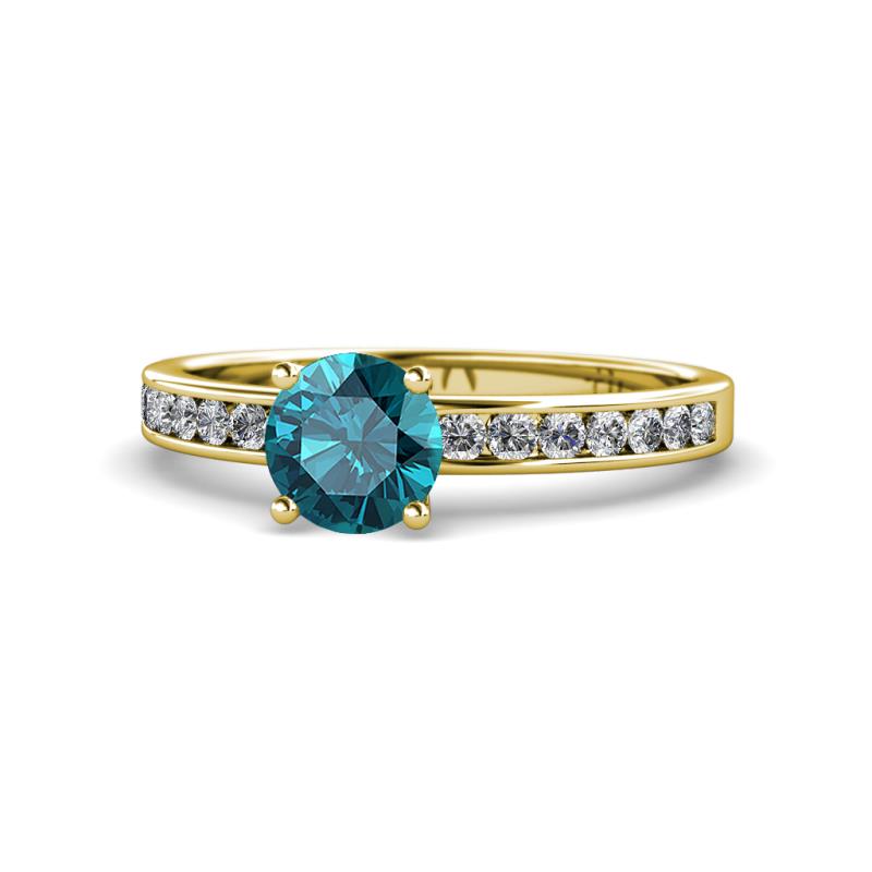 Salana Classic London Blue Topaz and Diamond Engagement Ring 