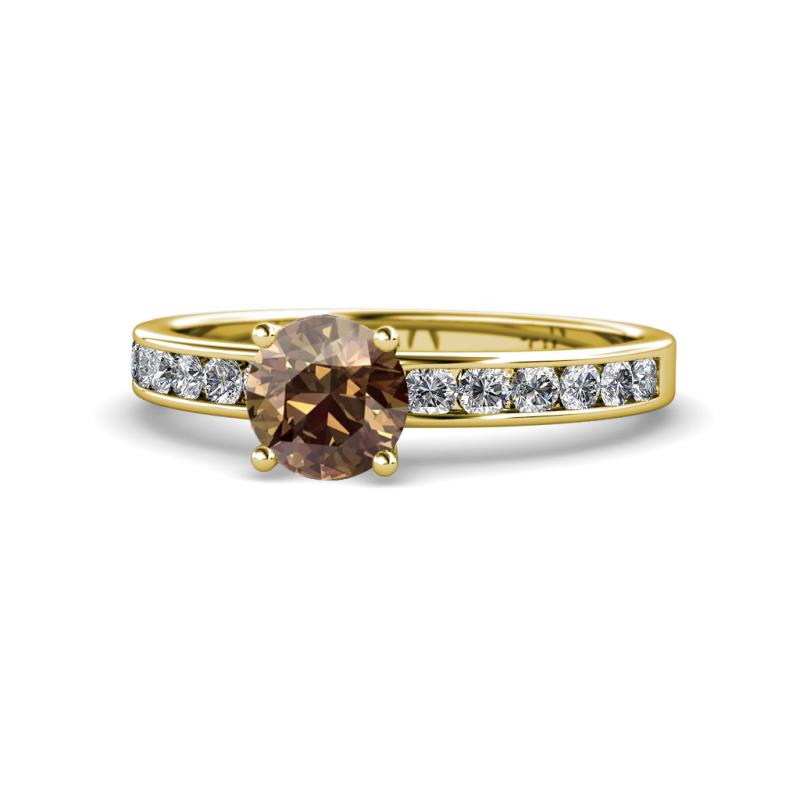 Salana Classic Smoky Quartz and Diamond Engagement Ring Smoky Quartz and Diamond Womens Engagement Ring ctw K Yellow Gold