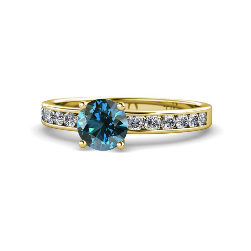 Salana Classic Blue and White Diamond Engagement Ring 
