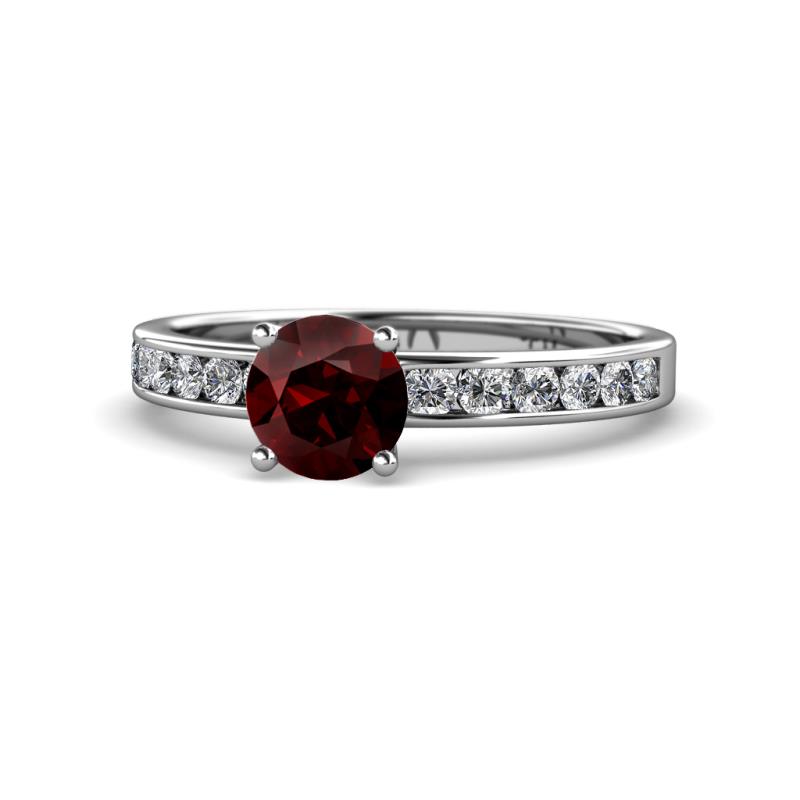 Salana Classic Red Garnet and Diamond Engagement Ring Red Garnet and Diamond Womens Engagement Ring ctw K White Gold