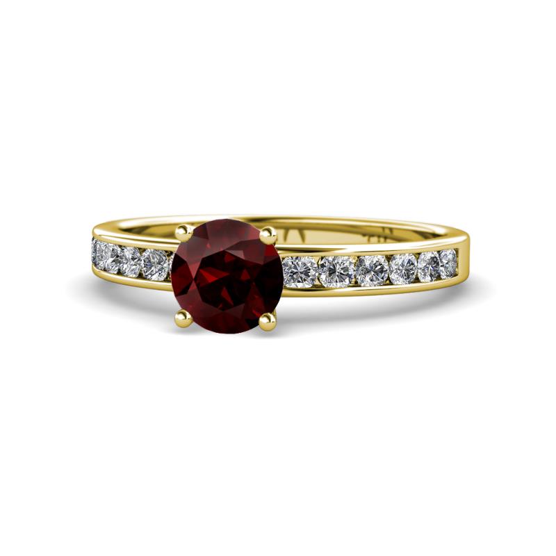 Salana Classic Red Garnet and Diamond Engagement Ring Red Garnet and Diamond Womens Engagement Ring ctw K Yellow Gold