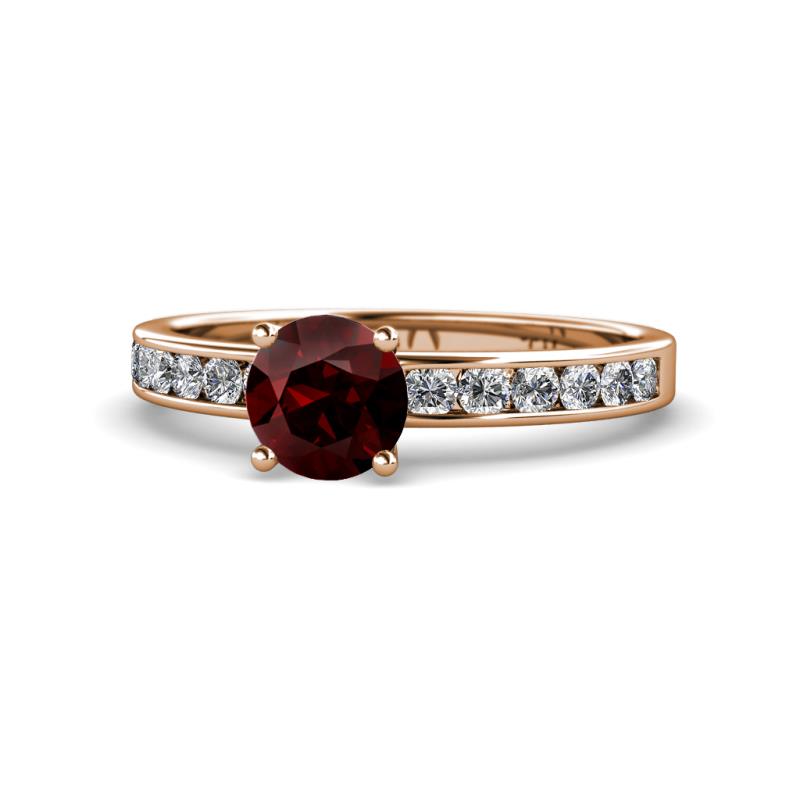 Salana Classic Red Garnet and Diamond Engagement Ring Red Garnet and Diamond Womens Engagement Ring ctw K Rose Gold