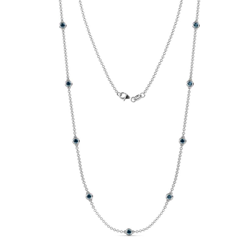 Adia (9 Stn/3.4mm) Blue Diamond on Cable Necklace 