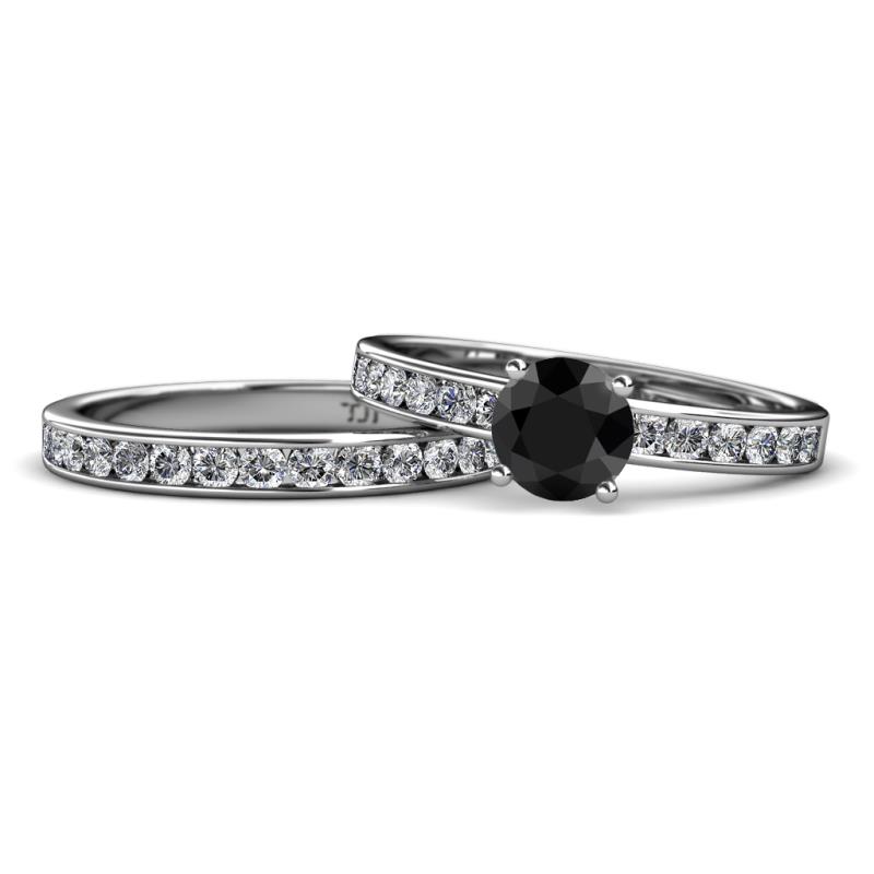 Salana Classic Black and White Diamond Bridal Set Ring Black and White Diamond Womens Engagement Ring Matching Diamond Band ctw K White Gold