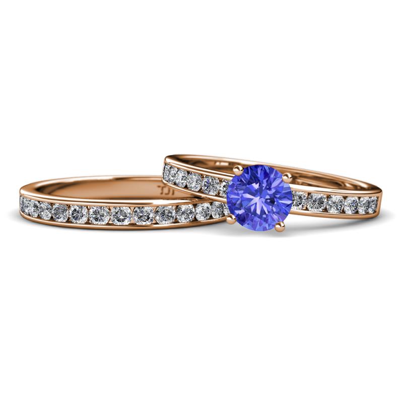 Salana Classic Tanzanite and Diamond Bridal Set Ring 