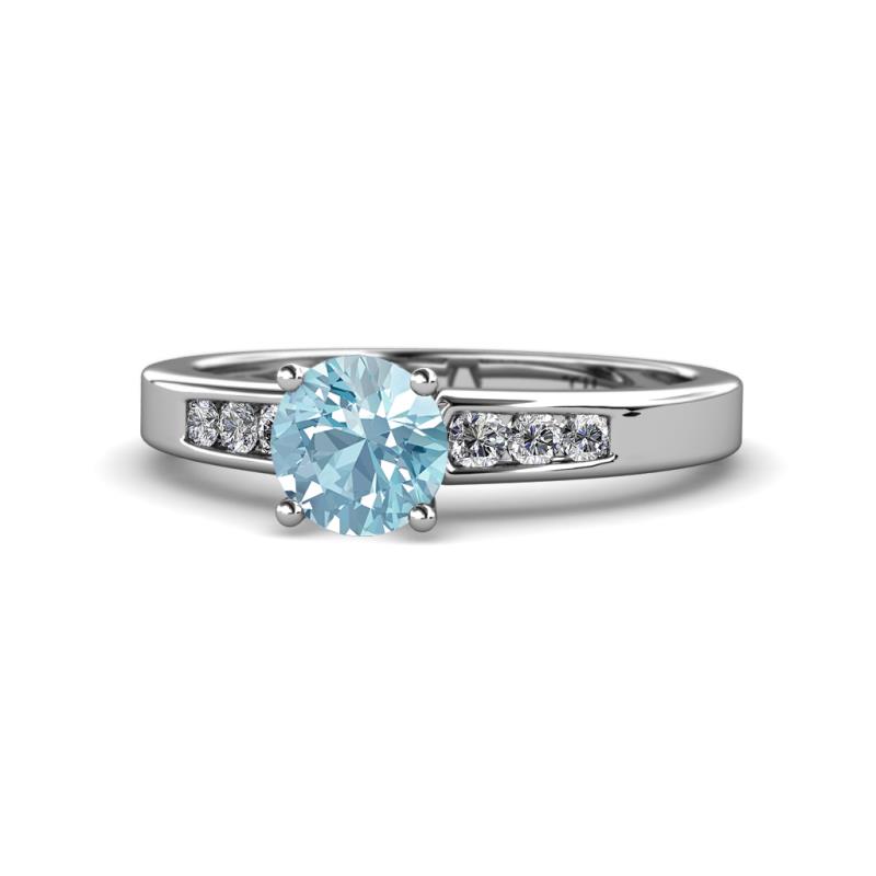 Merlyn Classic Aquamarine and Diamond Engagement Ring 