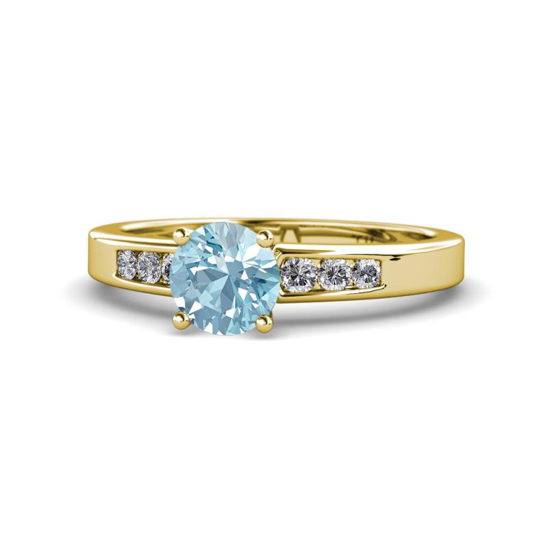 Merlyn Classic Aquamarine and Diamond Engagement Ring 