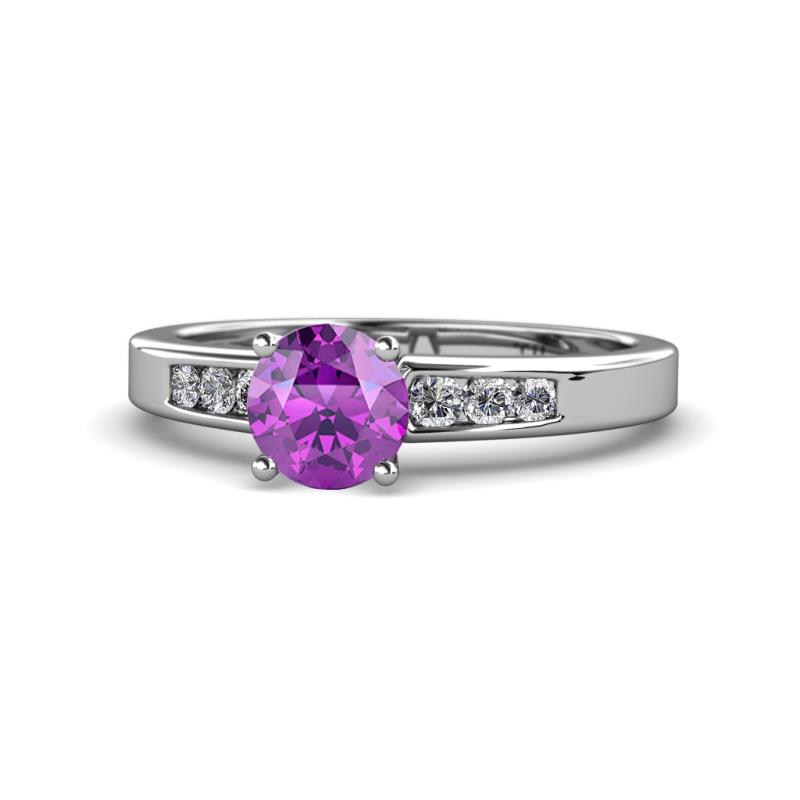 Merlyn Classic Amethyst and Diamond Engagement Ring 