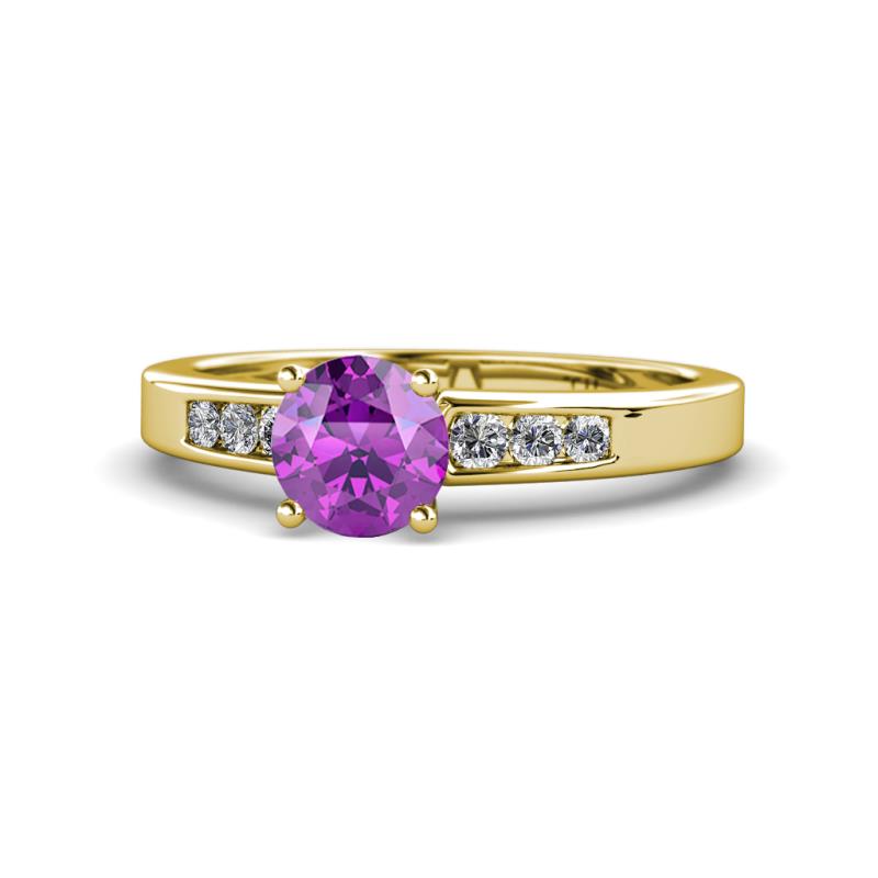Merlyn Classic Amethyst and Diamond Engagement Ring 