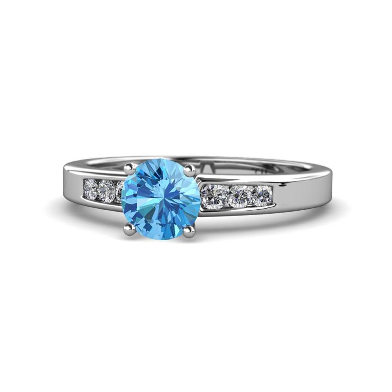 Merlyn Classic Blue Topaz and Diamond Engagement Ring 