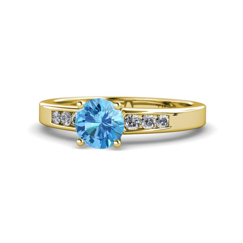 Merlyn Classic Blue Topaz and Diamond Engagement Ring 