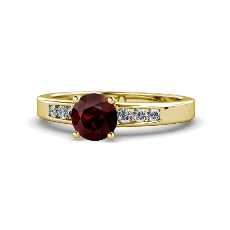 Merlyn Classic Red Garnet and Diamond Engagement Ring 