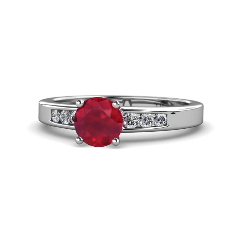 Merlyn Classic Ruby and Diamond Engagement Ring 