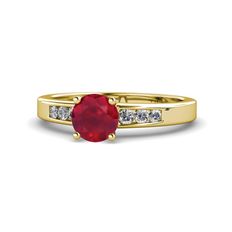 Merlyn Classic Ruby and Diamond Engagement Ring 
