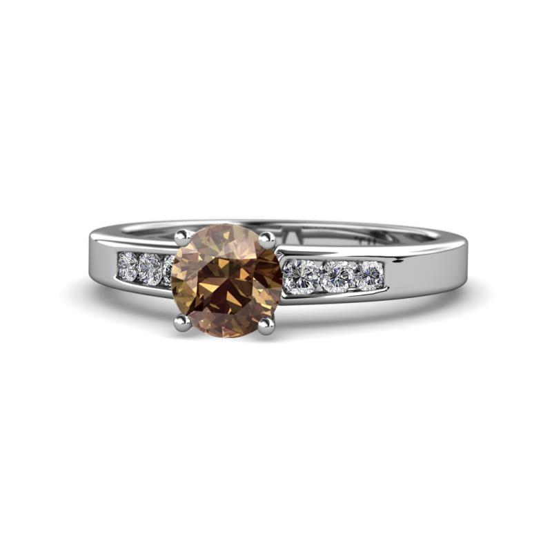 Merlyn Classic Smoky Quartz and Diamond Engagement Ring 
