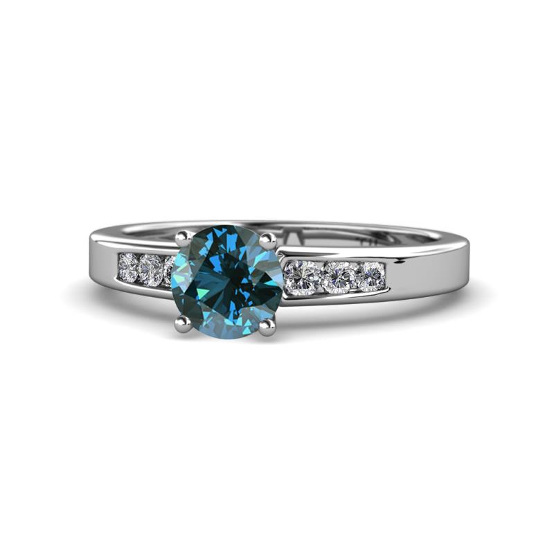Merlyn Classic Blue and White Diamond Engagement Ring 
