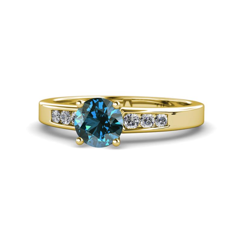 Merlyn Classic Blue and White Diamond Engagement Ring 