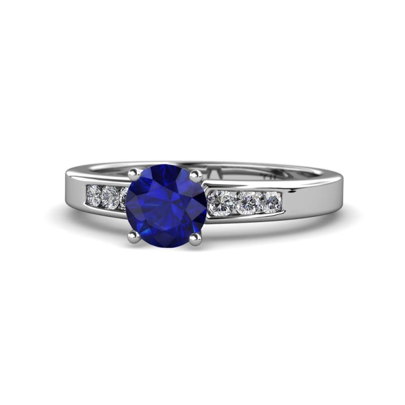Merlyn Classic Blue Sapphire and Diamond Engagement Ring 