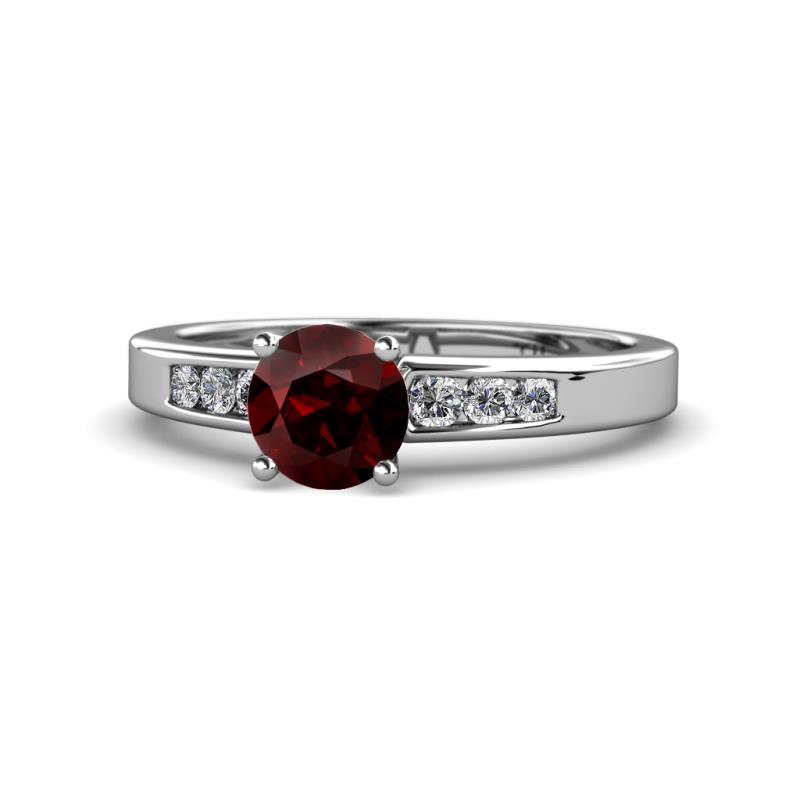 Merlyn Classic Red Garnet and Diamond Engagement Ring 