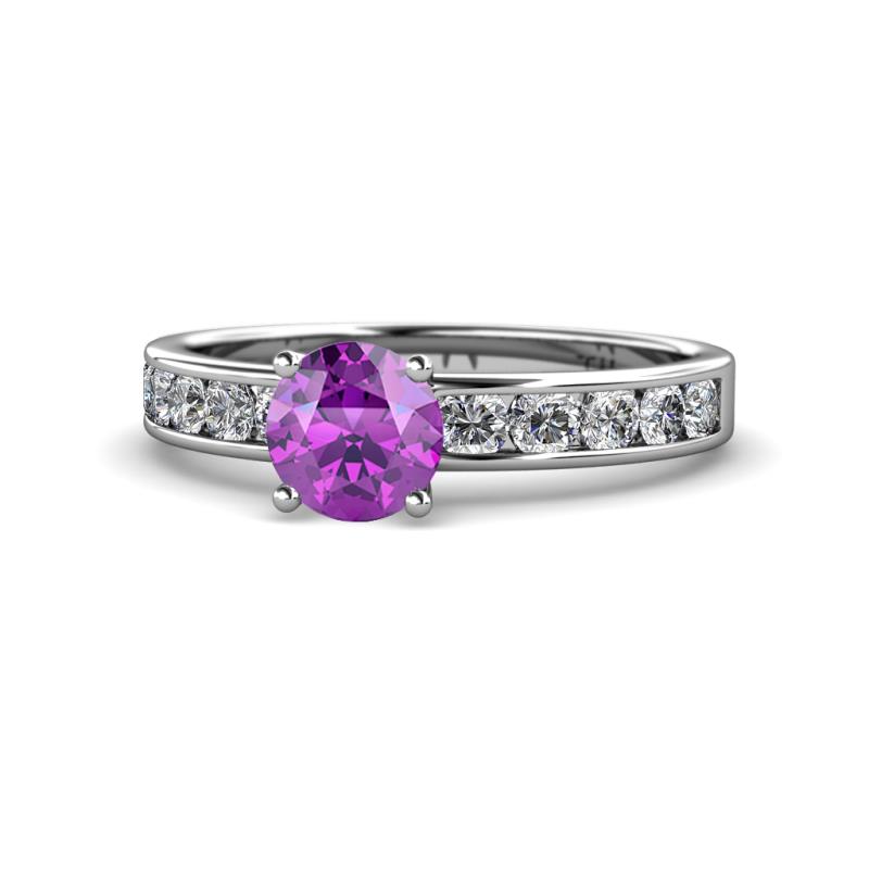 Salana Classic Amethyst and Diamond Engagement Ring 