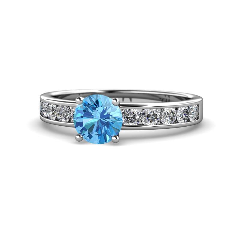 Salana Classic Blue Topaz and Diamond Engagement Ring 