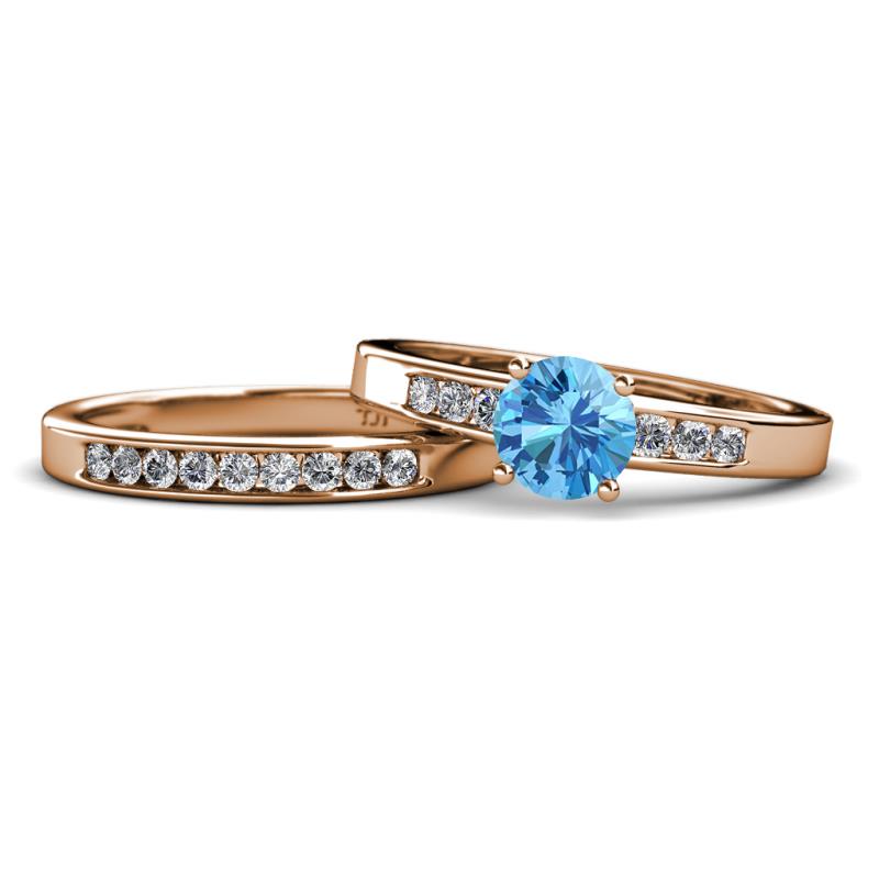 Merlyn Classic Blue Topaz and Diamond Bridal Set Ring 