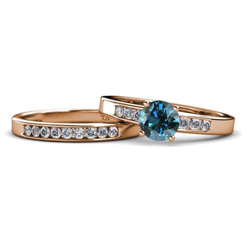 Merlyn Classic Blue and White Diamond Bridal Set Ring 