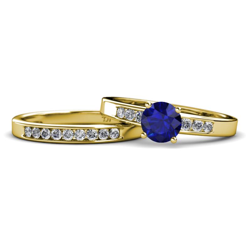 Merlyn Classic Blue Sapphire and Diamond Bridal Set Ring 