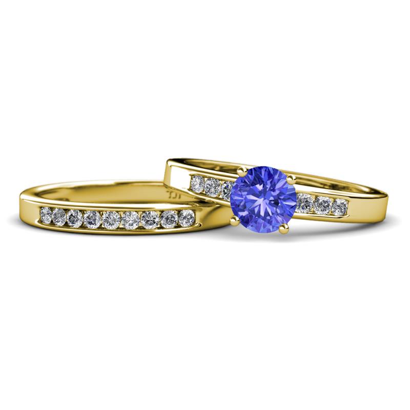 Merlyn Classic Tanzanite and Diamond Bridal Set Ring 