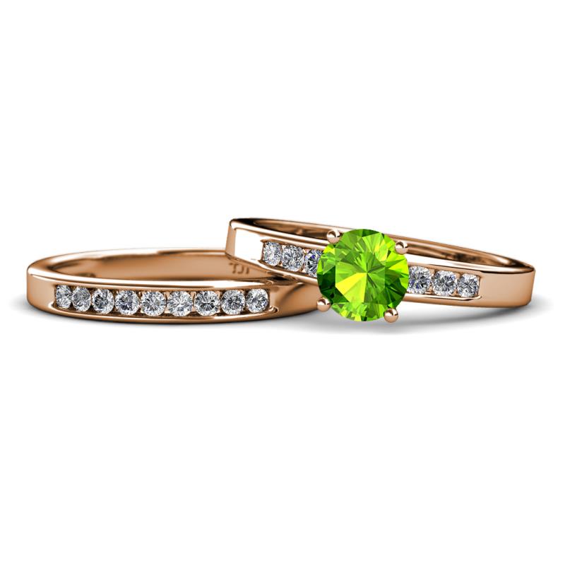 Merlyn Classic Peridot and Diamond Bridal Set Ring 