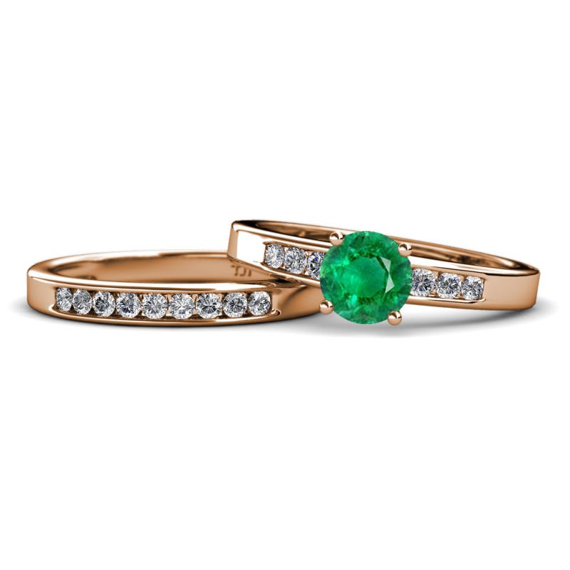 Merlyn Classic Emerald and Diamond Bridal Set Ring 