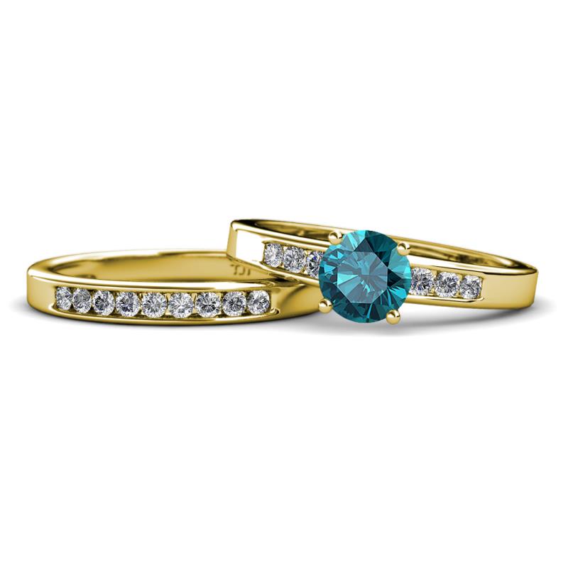 Merlyn Classic London Blue Topaz and Diamond Bridal Set Ring 