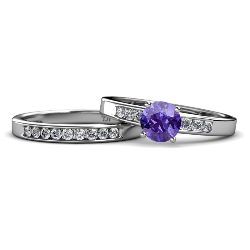 Merlyn Classic Iolite and Diamond Bridal Set Ring 
